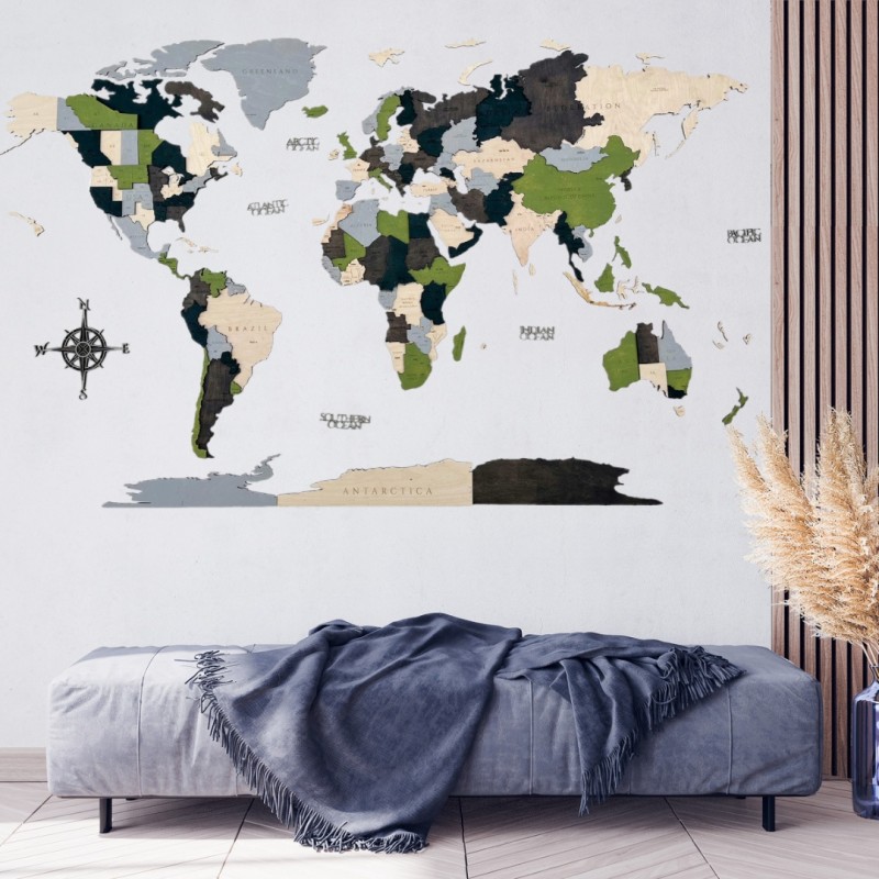Дървена 3D карта на света Spring