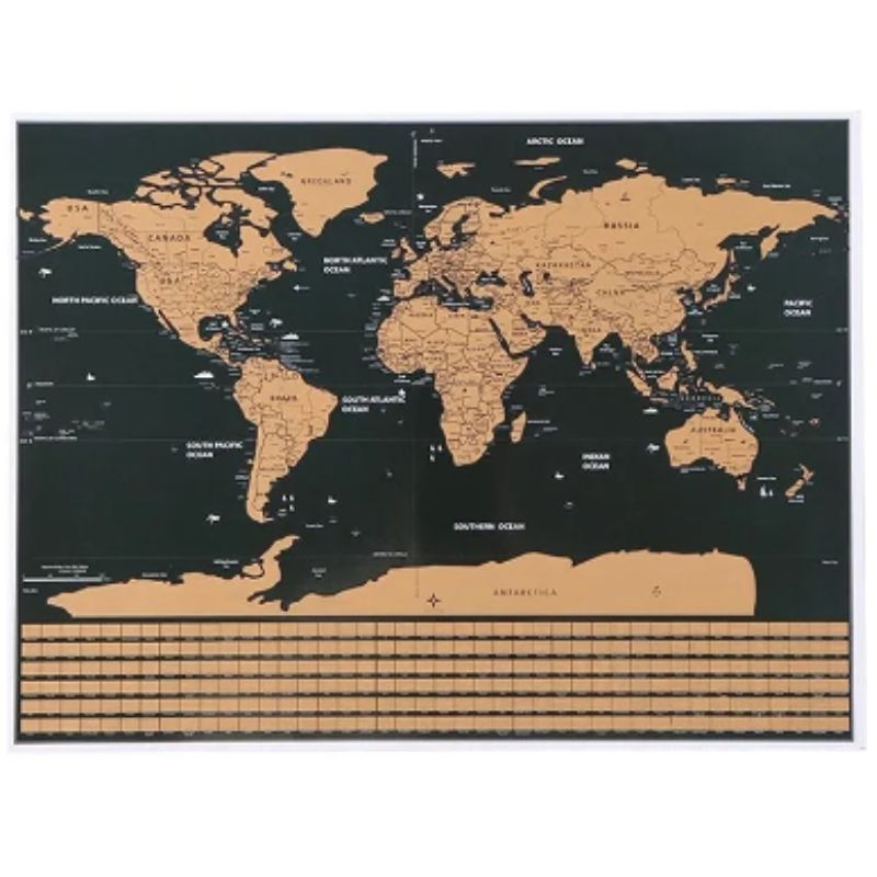 Скреч карта на света със знамена 30х42 см